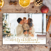 Minimal Modern Gold Script 2 Foto Vrolijk Kerstfee Feestdagenkaart