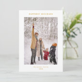 Minimal Modern Gold White Happiest Feestdagen Foto Feestdagenkaart (Staand voorkant)