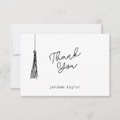 Minimal Modern Graduation Party Tassel Zwart Wit Bedankkaart (Voorkant)