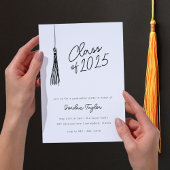 Minimal Modern Graduation Party Tassel Zwart Wit Kaart