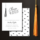 Minimal Modern Graduation Party Tassel Zwart Wit Kaart