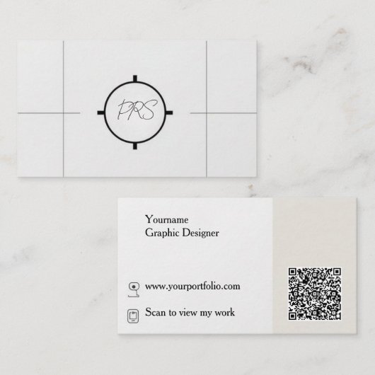Minimal Modern Graphic Designer QR Code Visitekaartje (Voorkant / Achterkant)
