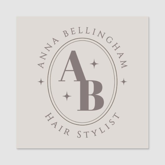 Minimal Modern Hair Stylist Naam Badge monogram (Voorkant)