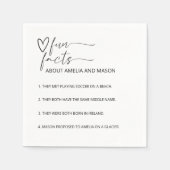 Minimal Modern Hand Drawn Heart Fun Facts Wedding Servet (Voorkant)