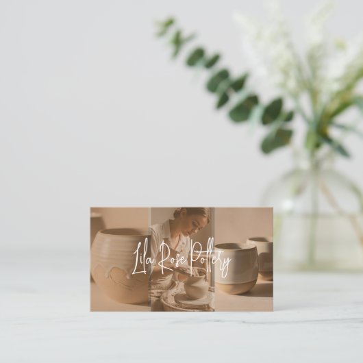 Minimal Modern hand Made Pottery Photo Collage Visitekaartje (Staand voorkant)