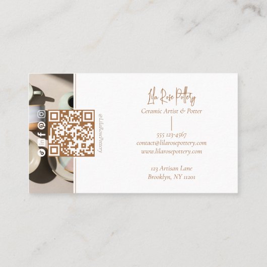 Minimal Modern hand Made Pottery Photo Collage Visitekaartje (Achterkant)