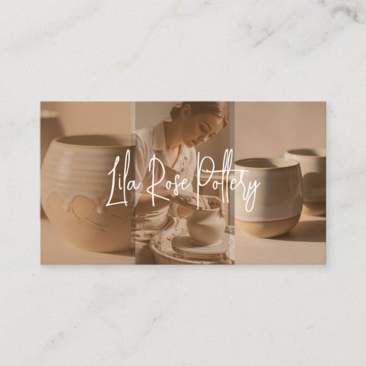 Minimal Modern hand Made Pottery Photo Collage Visitekaartje (Voorkant)