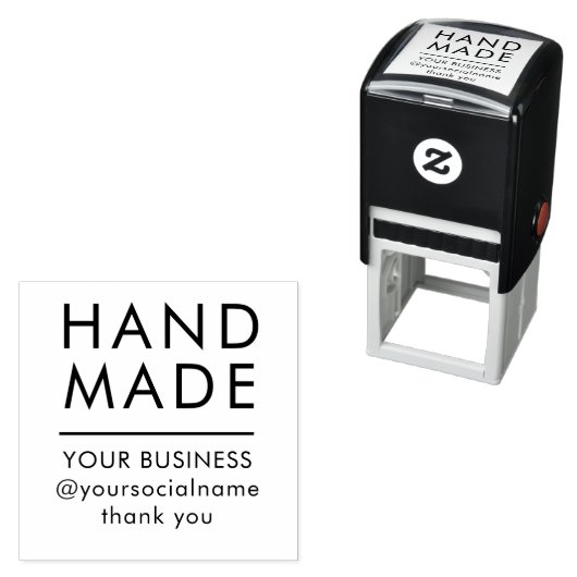 Minimal Modern Handmade Custom Business Info Zelfinktende Stempel (In situ)