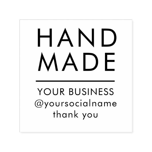 Minimal Modern Handmade Custom Business Info Zelfinktende Stempel (Design)