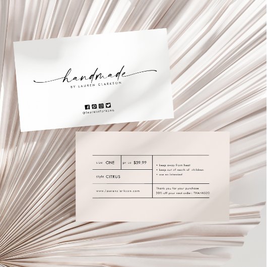 Minimal Modern Handmade Price Tag Visitekaartje