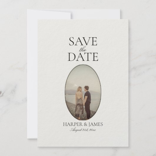 Minimal Modern Ivoor Elegant Save the Date Kaart (Voorkant)