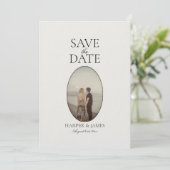Minimal Modern Ivoor Elegant Save the Date Kaart (Staand voorkant)