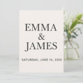 Minimal Modern Ivory Save the Date (Staand voorkant)