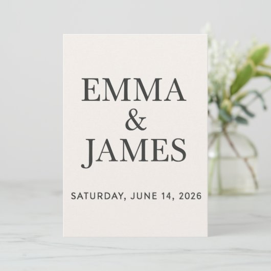 Minimal Modern Ivory Save the Date (Staand voorkant)