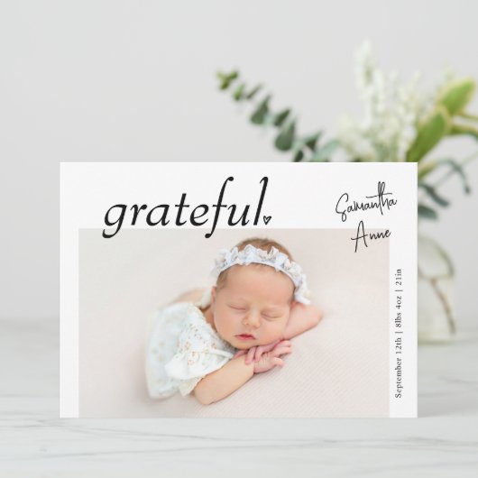 Minimal Modern Landschap Baby Foto Geboorte Aankondiging (Staand voorkant)