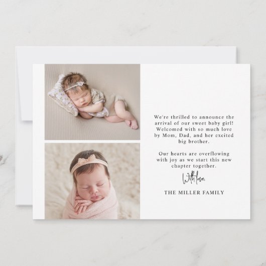 Minimal Modern Landschap Baby Foto Geboorte Aankondiging (Achterkant)