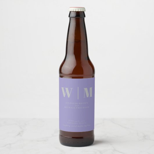 Minimal Modern Lavender Silver Drink Wedding Bier Etiket (Voorkant)