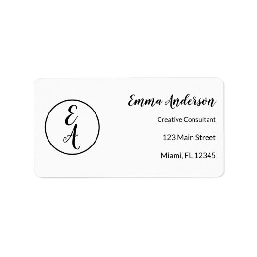 Minimal Modern Monogram Etiket (Voorkant)