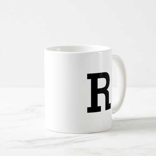 Minimal Modern Monogram Initiaal Letter Zwart Koffiemok (Voorkant rechts)
