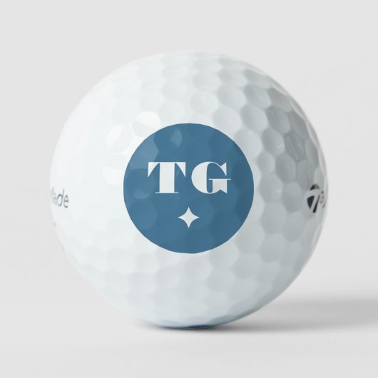 Minimal Modern Monogram Initialen Blauwe Sterren Golfballen (Voorkant)