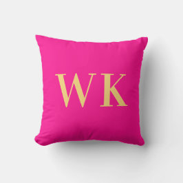 Minimal Modern Monogram Initialen Hot Pink Kussen