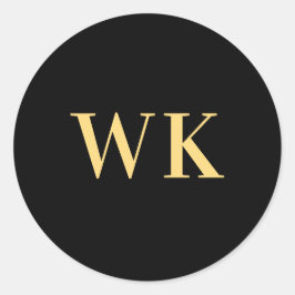 Minimal Modern Monogram Initialen Zwart Goud Ronde Sticker