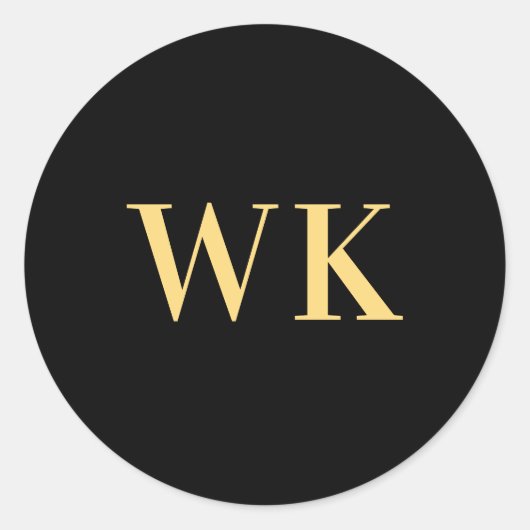 Minimal Modern Monogram Initialen Zwart Goud Ronde Sticker (Voorkant)