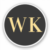 Minimal Modern Monogram Initialen Zwart Goud Sticker (Voorkant)