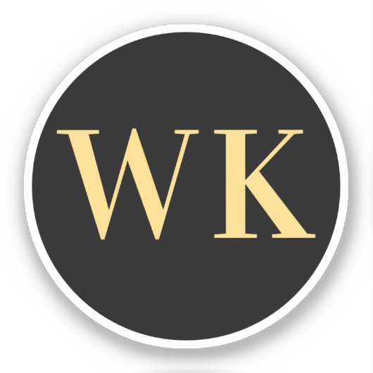 Minimal Modern Monogram Initialen Zwart Goud Sticker (Voorkant)