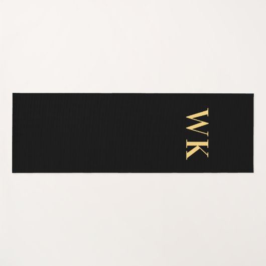 Minimal Modern Monogram Initialen Zwart Goud Yogamat (Voorkant (horizontaal))