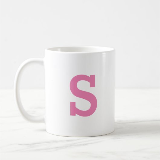Minimal Modern Monogram Schattige Roze Initiaal Le Koffiemok (Links)