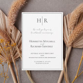 Minimal Modern Monogram Wedding Invitation Kaart