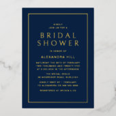 Minimal Modern Navy & Gold Vrijgezellenfeest Golde Folie Uitnodiging (Voorkant)