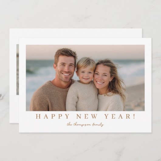 Minimal Modern New Year Photo Feestdagenkaart (Voorkant / Achterkant)