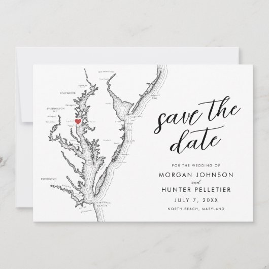 Minimal Modern North Beach MD Wedding Save The Date (Voorkant)