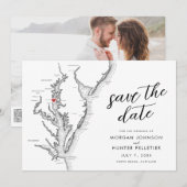 Minimal Modern North Beach MD Wedding Save The Date (Voorkant / Achterkant)