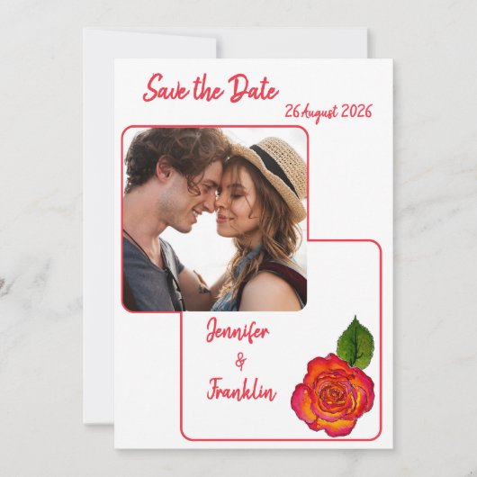 Minimal Modern Peace Roos Save the Date Wedding Kaart (Voorkant)