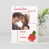 Minimal Modern Peace Roos Save the Date Wedding Kaart (Staand voorkant)