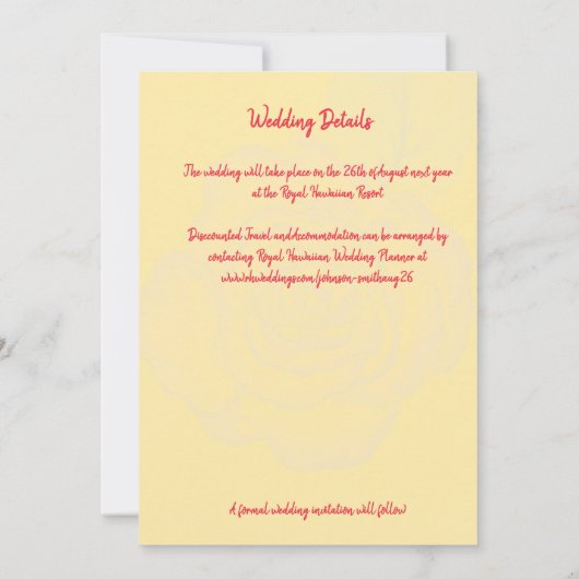 Minimal Modern Peace Rose Save the Date Wedding  Kaart (Achterkant)