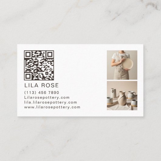 Minimal Modern Photo Collage Pottery Professional Visitekaartje (Achterkant)
