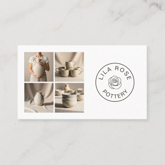 Minimal Modern Photo Collage Pottery Professional Visitekaartje (Voorkant)