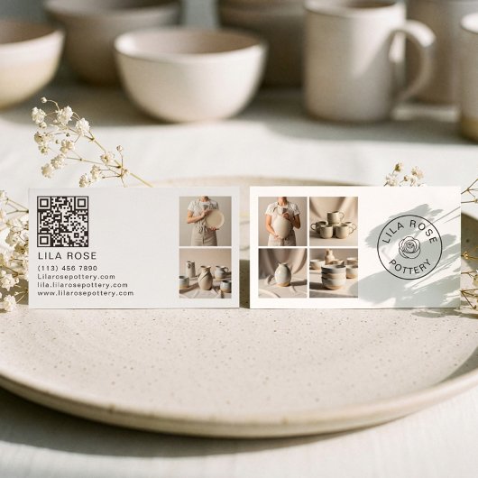 Minimal Modern Photo Collage Pottery Professional Visitekaartje