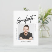 Minimal Modern Photo Script Afstuderen Party Kaart (Staand voorkant)