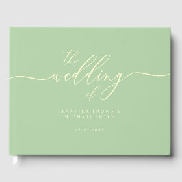 Minimal Modern Pistachio & Cream Wedding Guest Gastenboek