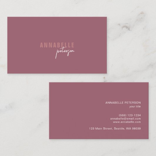 Minimal Modern Professional Dusty Roos Eenvoudig Visitekaartje (Voorkant / Achterkant)