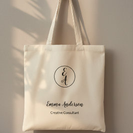 Minimal Modern Professional Monogram Tote Bag