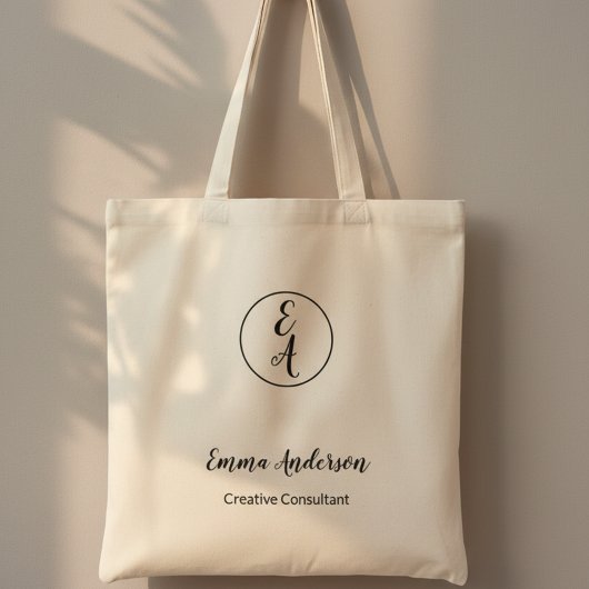 Minimal Modern Professional Monogram Tote Bag