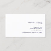 Minimal Modern Professioneel Blauw Wit Eenvoudig Visitekaartje (Achterkant)