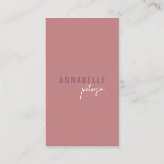 Minimal Modern Professioneel QR Code Dusty Roos Visitekaartje (Voorkant)