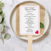 Minimal Modern Red Heart Valentijn bruiloft progra Handwaaier